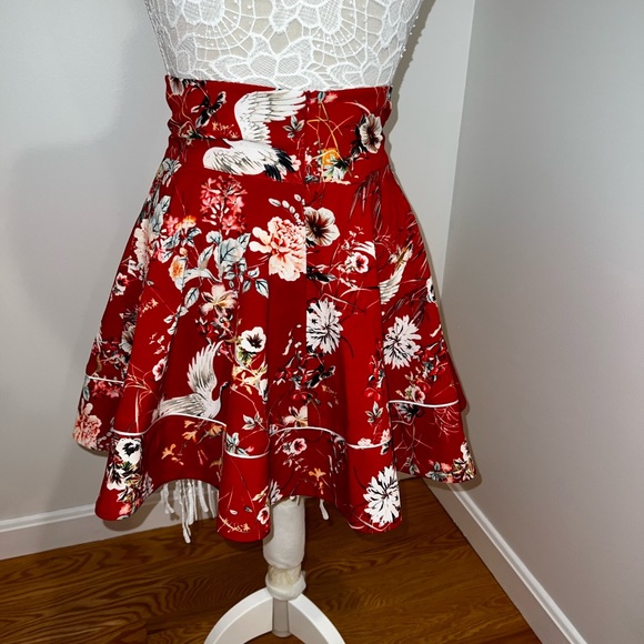 Denny Rose Red High Waisted Flower Skirt - Picture 5 of 6